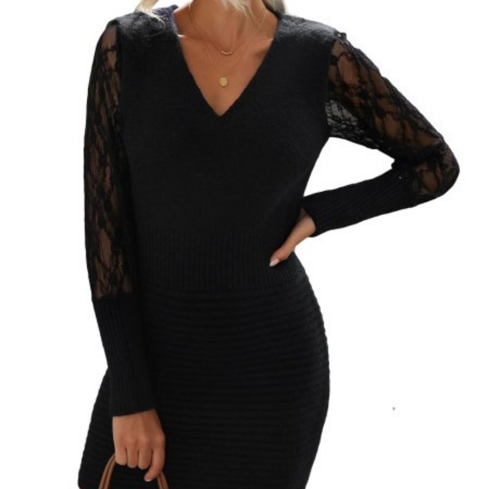 Lace Sleeve Sweater Dress *ALL ITEMS ARE NEW FROM MY CLOSED BOUTIQUE* #9184